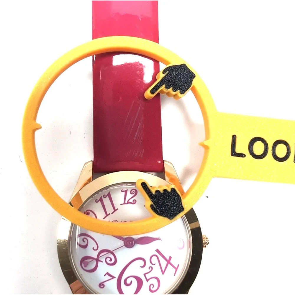 Betsey Johnson Watch Gold Case Pink Swirl Numbers Patent Strap Box BJ2140